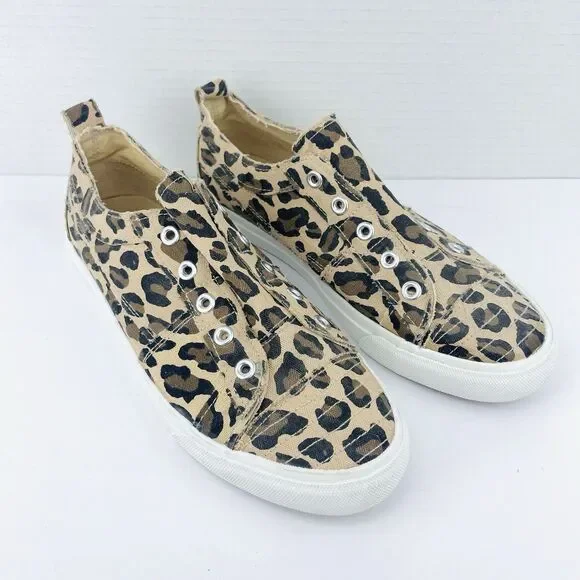 Corkys Womens SZ 8 Babalu Animal Print Slip On Canvas Sneakers Shoes Laceless - Picture 2 of 14